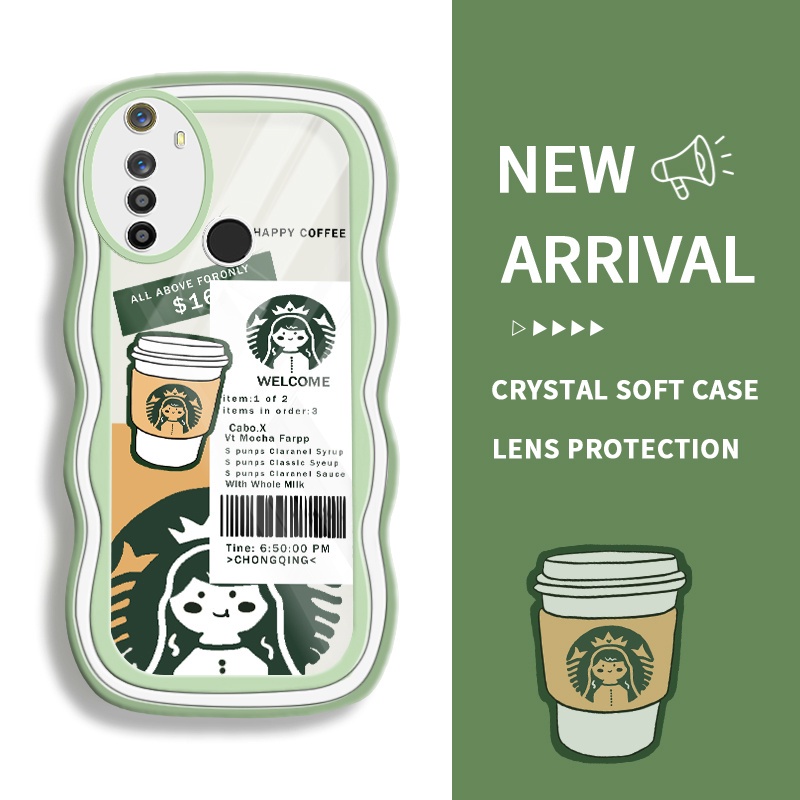 JSAYU Casing untuk Realme 5 5i 5S 6i 5 Pro Q 6 6s Narzo C17 7i Aisa Case hp Starbucks Girl Gelombang