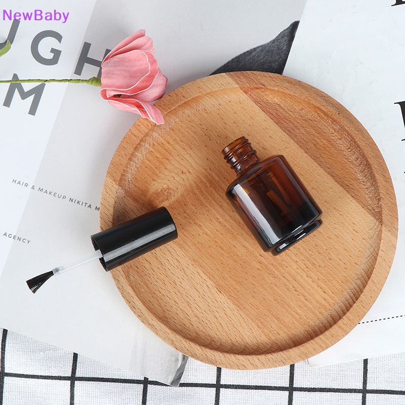 Newbaby Botol Kutek Kosong 15ml Kaca Coklat Dengan Kuas Untuk Isi manicure tools ID