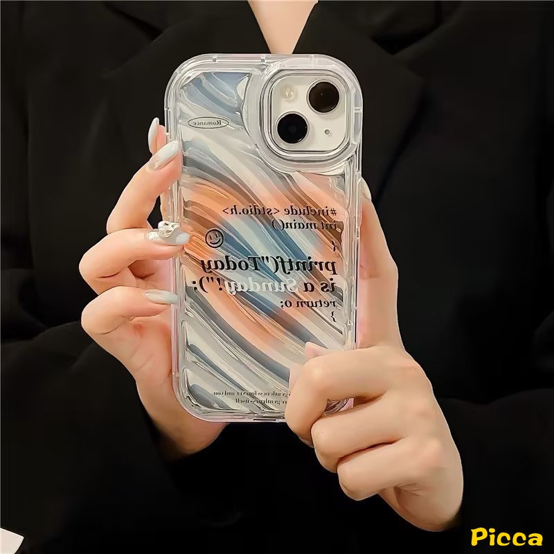 Huruf Sederhana Bagus Bagus Dazzle Color Luxury Laser Card Case Kompatibel Untuk IPhone 7Plus XR 11 13 12 14 Pro MAX X XS Max7 8 6 6S Plus SE 2020 INS Gradient Color Love Heart Cover