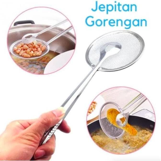 JT - Penjepit Capitan Gorengan Dengan Saringan Minyak 2in1 / Pencapit Gorengan 2 in 1 Dengan Tirisan capitan gorengan 2in1 capitan saringan tirisan minyak