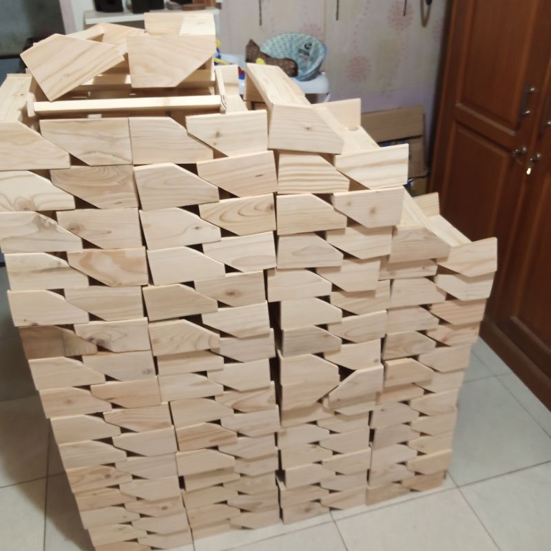 Rak Bumbu Toples Kayu Model Tangga 2 Susun - Tempat Bumbu Dapur 2 Tier - Abik Store