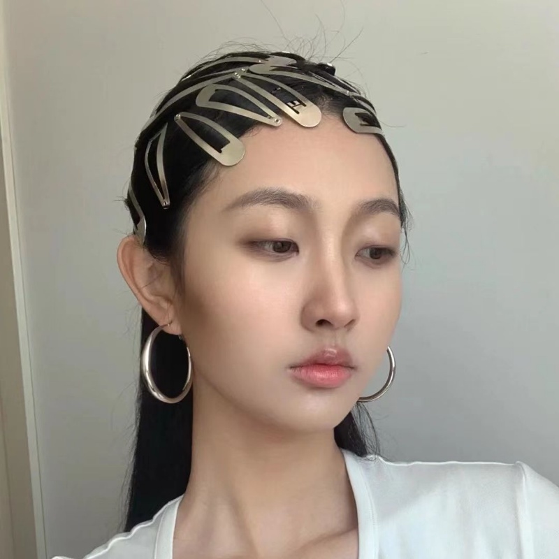 Punk E-girl Bentuk Jatuh Lucu Jepit Rambut/ Gothic Y2K Electroplate Metal BB Clips/Wanita Trendy Jepit DIY Aksesoris Rambut