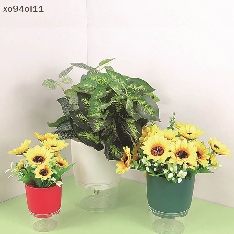 Xo 1Pc Pot Tanaman Self Watering Plastik Bening Double-Layer Penyimpanan Air Pot Bunga OL