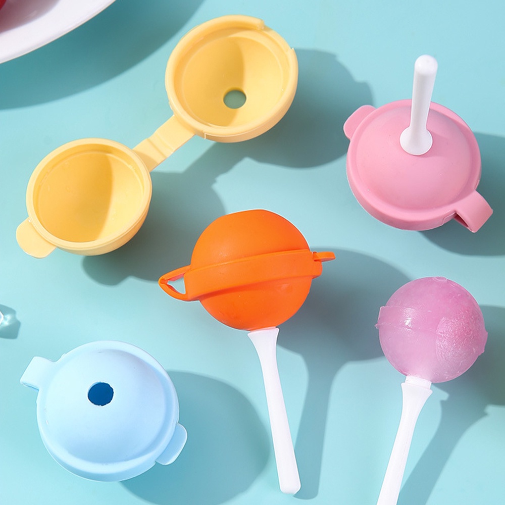 Cetakan Es Loli Bola Silikon Kreatif/Cetakan Es Loli Jus Es Hoki Rumah Batu Beku/Musim Panas DIY Pembuat Es Krim Buatan Sendiri/Easy Release Lolipop Ice Popsicle Ball Mould/