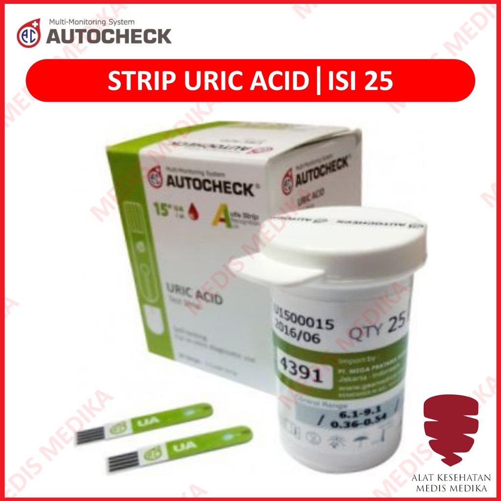 Autocheck Uric Acid Test Strip Cek Asam Urat Refill Isi 25 Auto Check