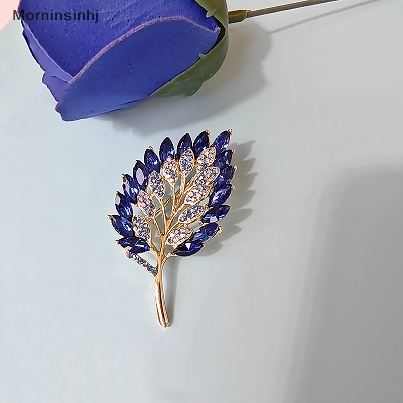 Mornin Elegan Tanaman Daun Logam Bros Fashion Korsase Berlian Imitasi Perhiasan Vintage Brooch Pin Aksesoris Pakaian Untuk Wanita Hadiah id