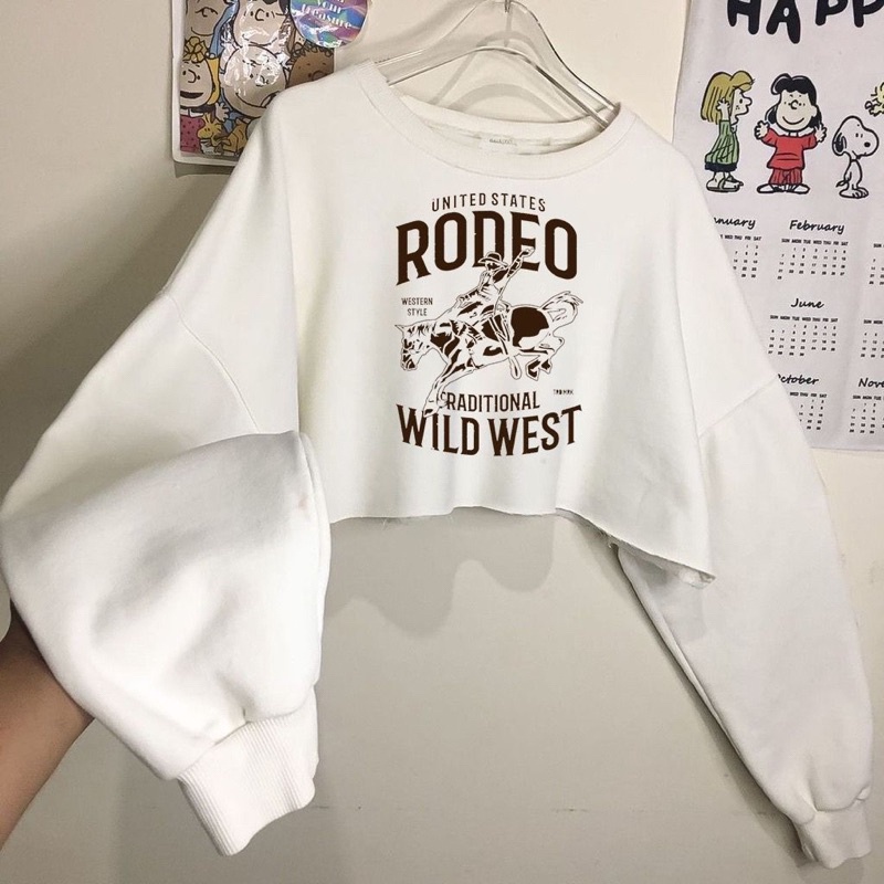 BEFAST - ZGW OOTD WANITA SWEATER AGIA / Sweater Crop ROD WILD WEST Fleece (LD 110, P 43) / OOTD Wanita Ala Korean Style / Atasan Wanita Lengan Panjang / Sweater Crop Motif / Fashion Kekinian Remaja ABG Trendy / Sweater Termurah