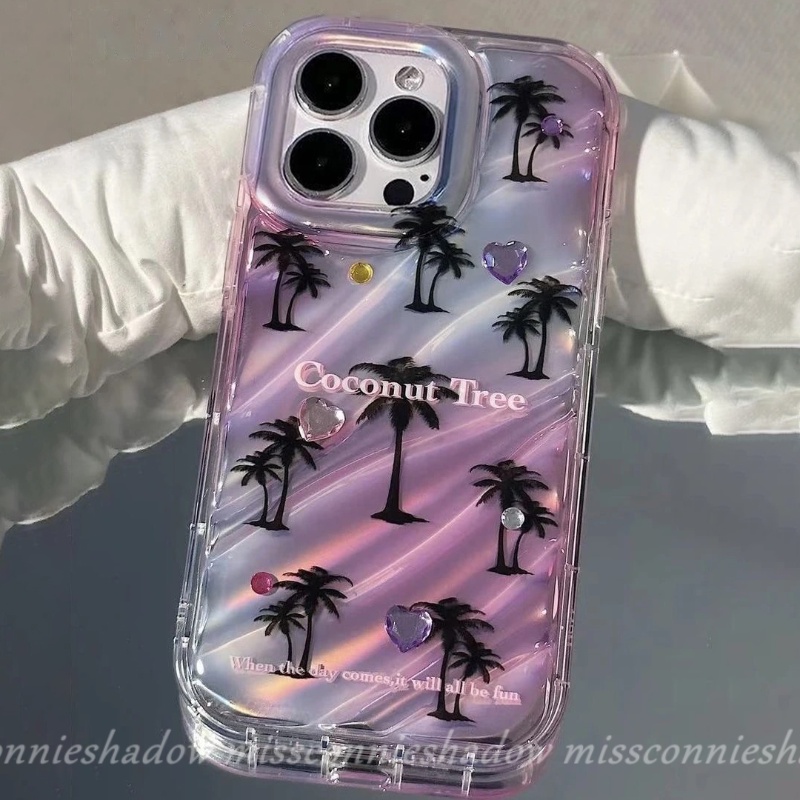 Casing Berlian Whelk Pantai Kreatif Kompatibel Untuk IPhone 7Plus Xr14 13 11 12 Pro MAX X8 7 6 6S Plus XS MAX SE 2020mewah Smile Dazzle Kartu Warna 3D Stereo Corrugation Star Case