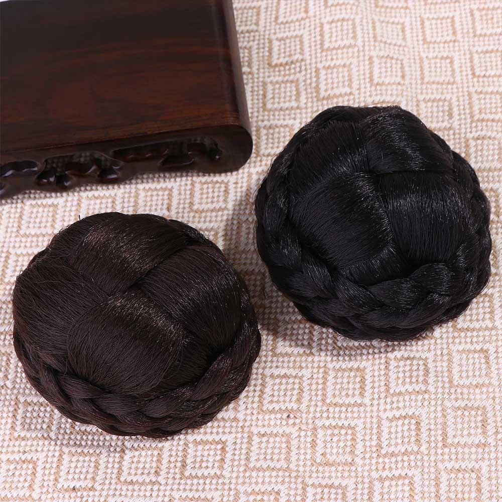 NEEDWAY Sanggul Rambut Kepang Wanita Penari Penutup Rambut Palsu Scrunchies Hair Pieces Wrap