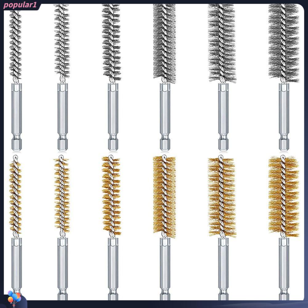Populer 12PCS Sikat Bore Kawat Set Ukuran Berbeda Sikat Pembersih Kuat Tahan Lama Untuk Power Drill Impact Driver