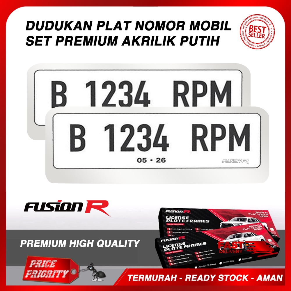 DUDUKAN PLAT NOMOR MOBIL PUTIH / TEMPAT PLAT NOMOR MOBIL AKRILIK PUTIH / TATAKAN PLAT Mobil AKRILIK