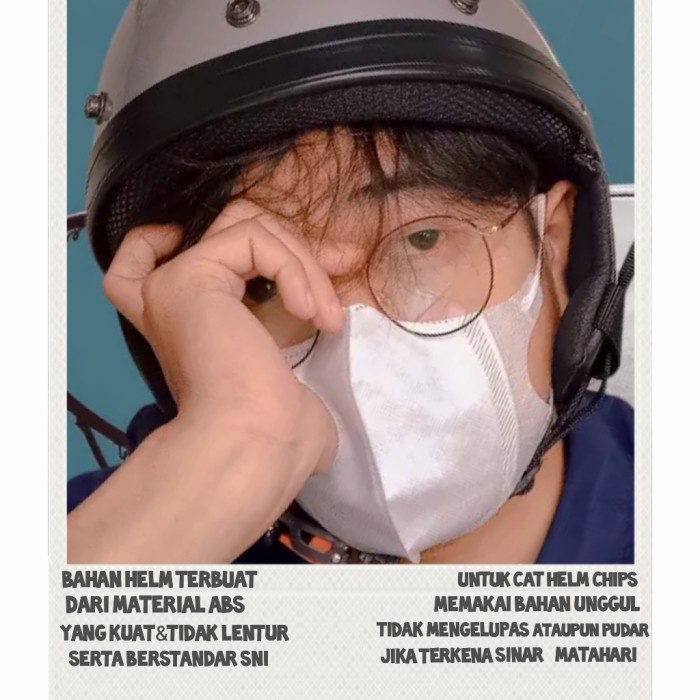 helm Chips Cetok Bogo-Helm Chips Setengah-Helm Chips SNI-Helm Retro - Putih, helm saja