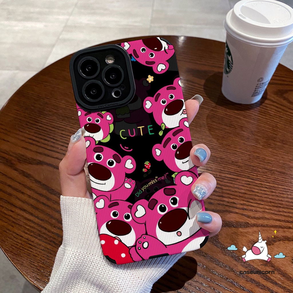 IPHONE Art Bunga Warna-Warni Kartun Sesame Street Elmo Case Kompatibel Untuk Iphone7 8 Plus11 13 12 XR 14 Pro MAX X XS MAX Cute Strawberry Bear Manyo Tekstur Kulit Shockproof Soft Cover