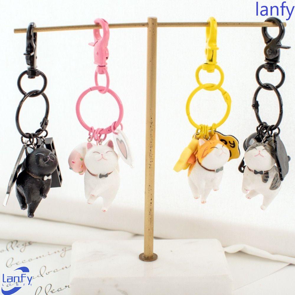 Lanfy Gantungan Kunci Kucing Kartun Hewan Key Chain Cat Kitten Car Key Holder Untuk Hadiah DIY