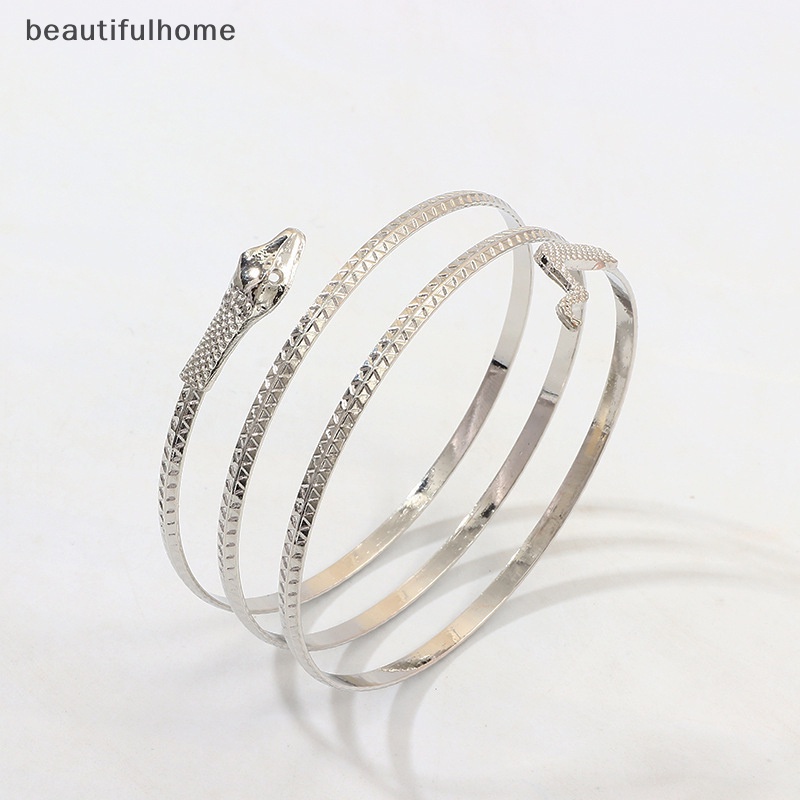 {beautifulhome} Punk Open Adjustable Snake Cuff Gelang Wanita Gothic Wrist Bangles Perhiasan Hadiah.