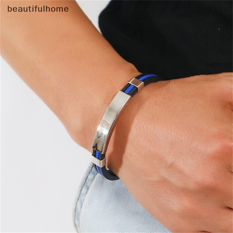 {beautifulhome} Gelang Silikon Unisex Gelang Persahabatan Untuk Wanita Pria Detox slimming Titanium Steel Bracelet.