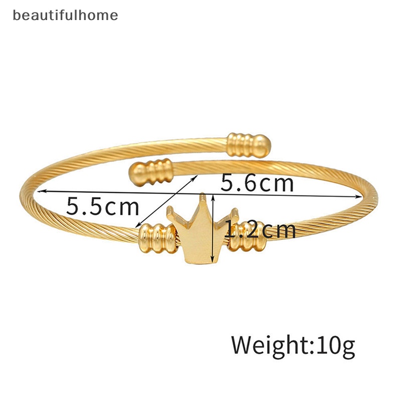 {beautifulhome} Baru Fashion Mahkota Stainless Steel Gelang Bangles Pria Wanita Terbuka Manset Pesona Bangle Perhiasan Untuk Hadiah Ulang Tahun.