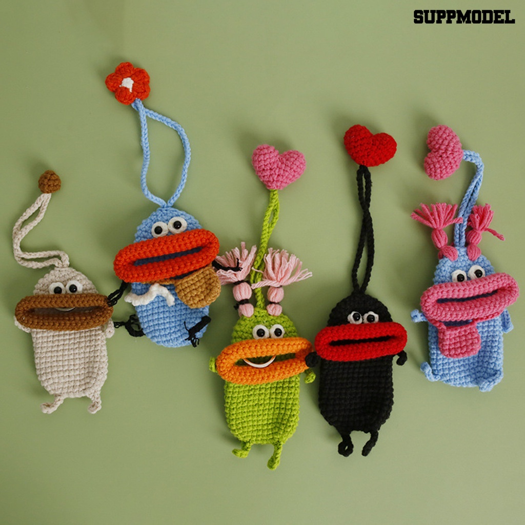 [SM] Case Kunci Kartun Sosis Mulut Rajut Tenun Tangan Anti Maling Handmade Crochet Key Fob Pelindung Kandang Perlengkapan Rumah
