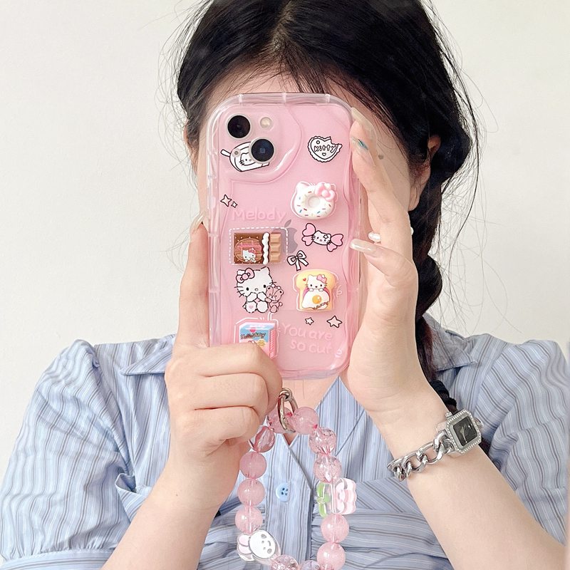 3D Hand Made Diy Candy Pink Kitty Clear Soft Case iPhone 11 12 13 14 Pro Max New Puff Casing Apple for women girls Gift