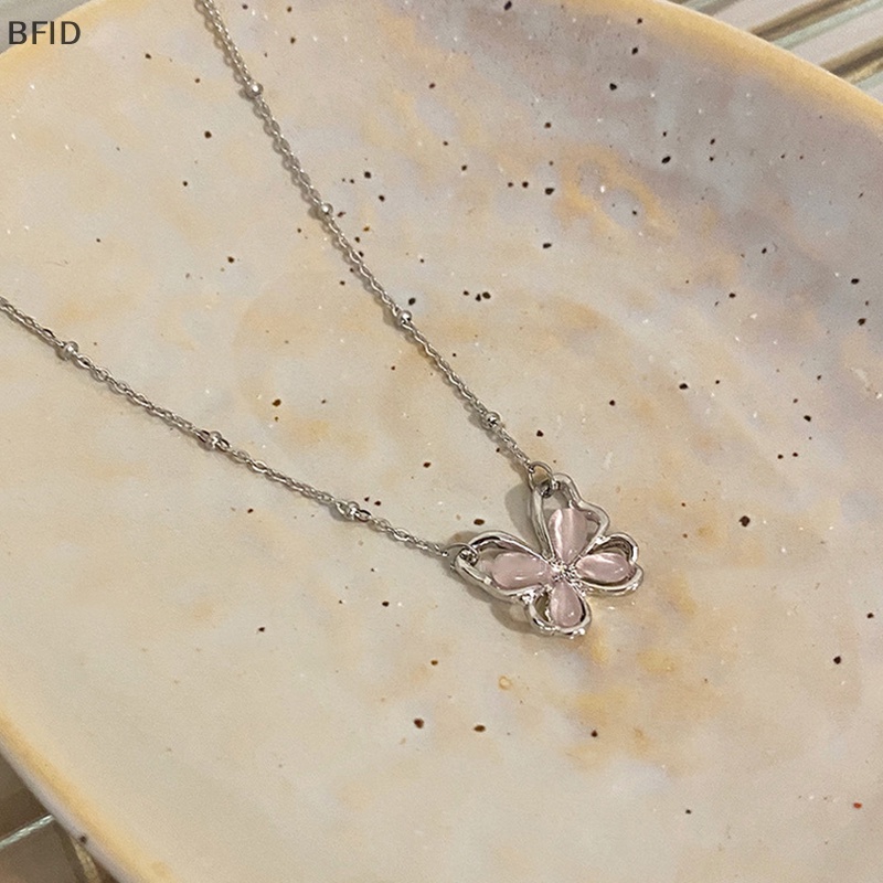 [BFID] Shiny Butterfly Necklace Indah Warna Silver Kristal Berlian Imitasi Liontin Rantai Kalung Untuk Wanita Pesta Pernikahan Perhiasan Hadiah [ID]