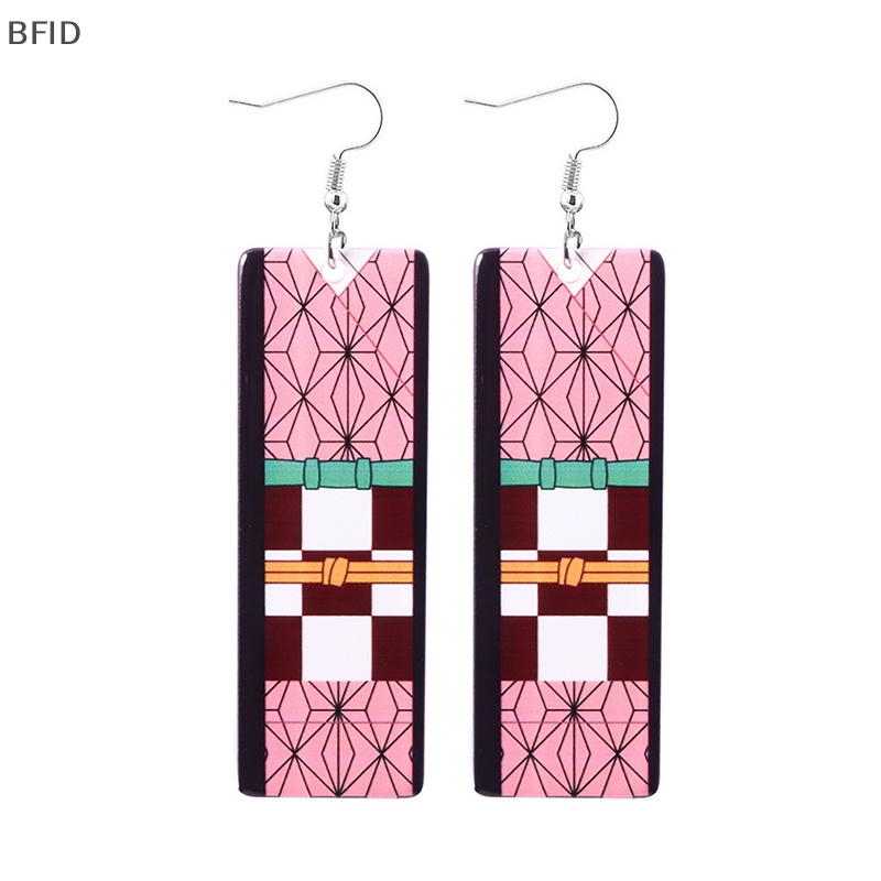 [BFID] Anting Klip Fashion Untuk Pria Demon Slayer Kimetsu no Yaiba Kamado Tanjirou Klip Telinga Akrilik Wanita Cosplay Earrings Perhiasan [ID]