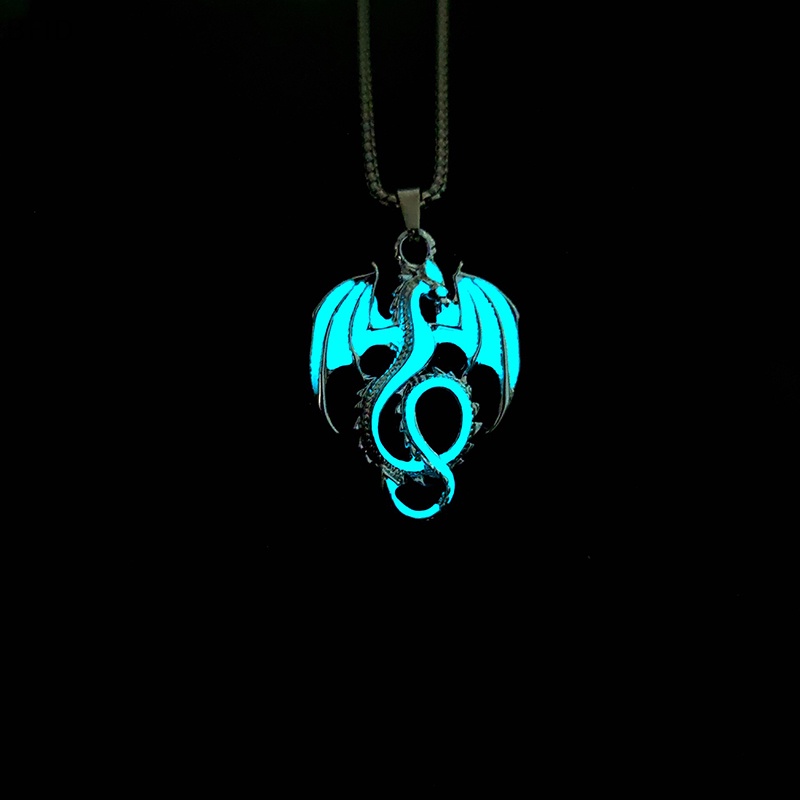 [BFID] Luminous Kalung Untuk Wanita Pria Punk Glow In The Dark Kalung Gothic Naga Liontin Rantai Leher Pesta Halloween Perhiasan Hadiah [ID]