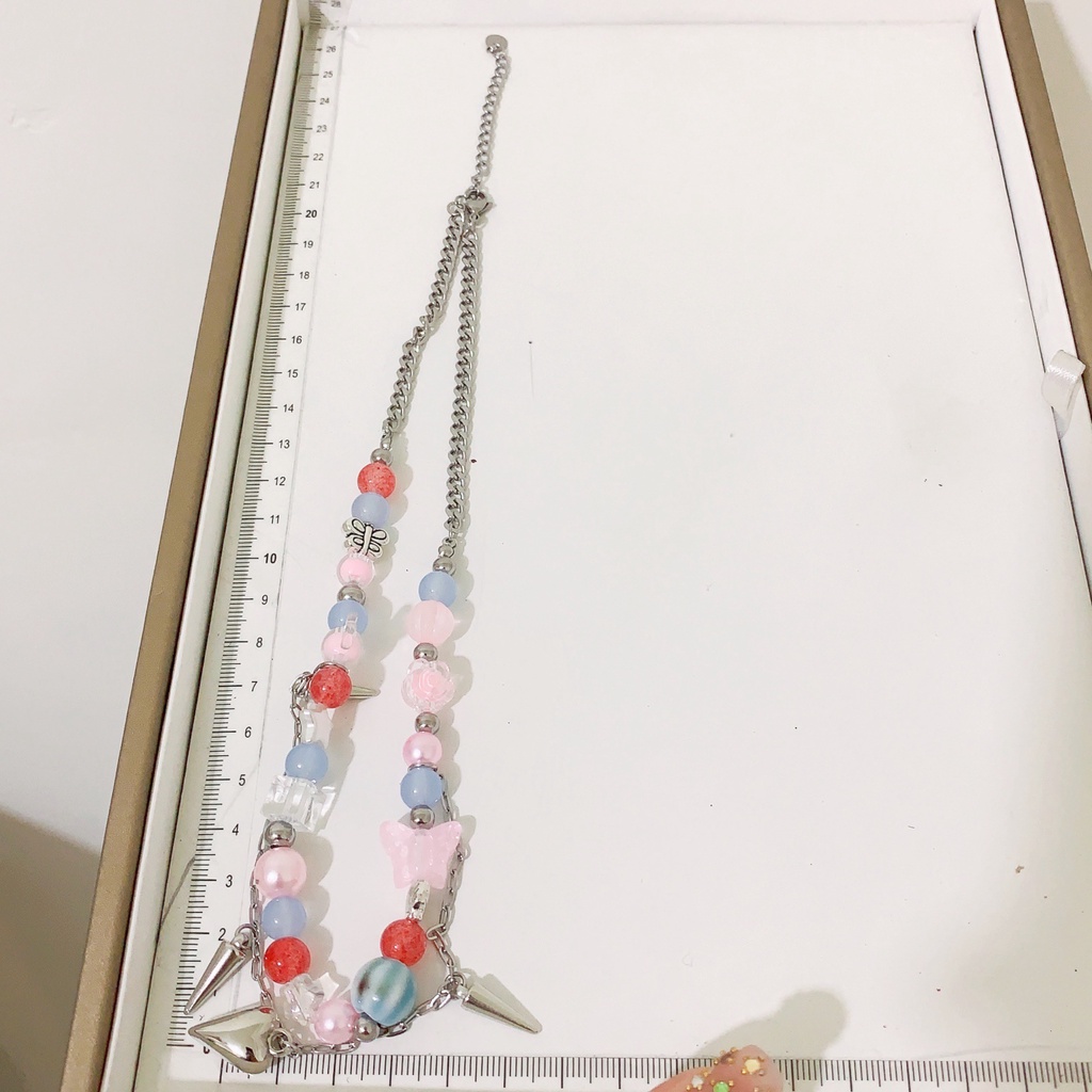 Drop Rainbow Candy Necklace Aksesoris Tren Rantai Tulang Selangka Harajuku