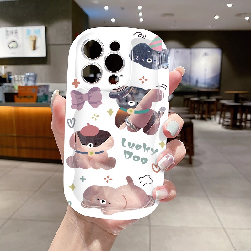 IPHONE Casing Ponsel Transparan Anjing Lucu Kompatibel Untuk Iphone14 13 12 11 Pro Max XS X Xr8 +7Plus Casing Silikon Lembut Shockproof Cover Cell Precticer