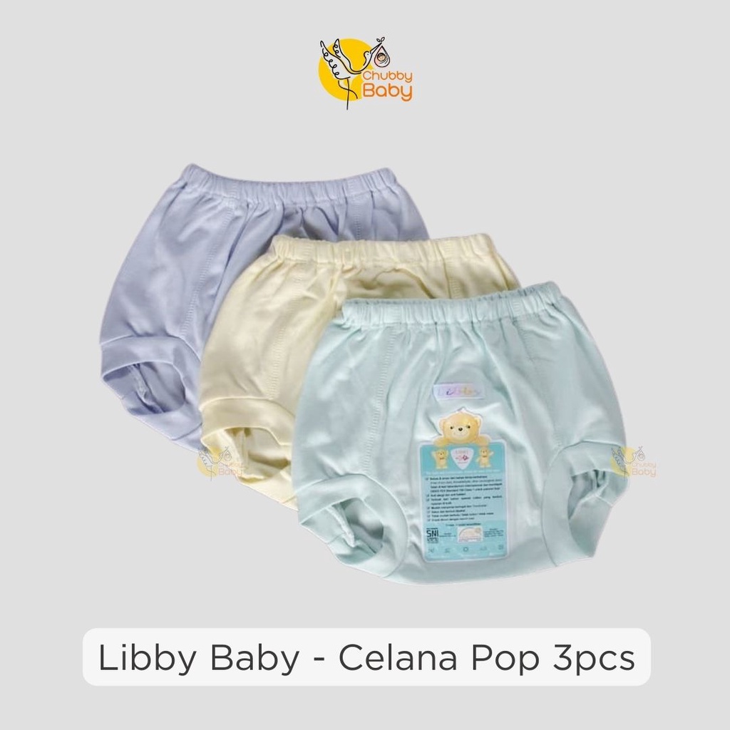 Libby - 3pcs Baby Pants | Celana Pop Bayi Polos Warna