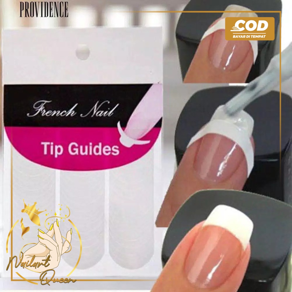 Stiker Putih Manicure Nail Art Tips Panduan Formulir Sticker Ujung Pita DIY Alat Stencil