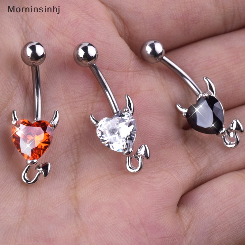 Mornin 1pcs Cincin Pusar Belly Button Glitter Love Heart Decor Navel Nail id