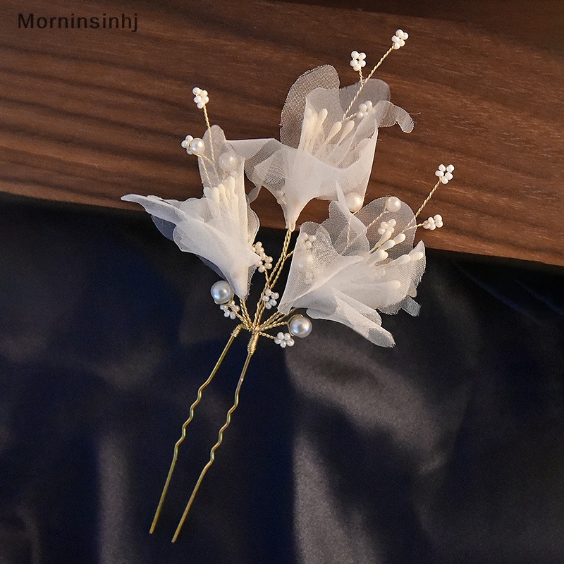 Mornin Pernikahan U Shape Hair Clips Bridal Headpiece Mesh Bunga Jepit Rambut Mutiara Wanita Pernikahan Aksesoris Rambut Bridal Hiasan Kepala Perhiasan id