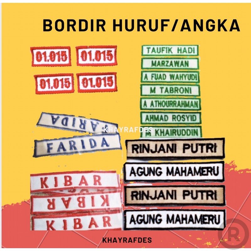 Bordir Bordir/badge/bet nama nametag untuk seragam sekolah putih pramuka Bordir Nama Custombisa pesa