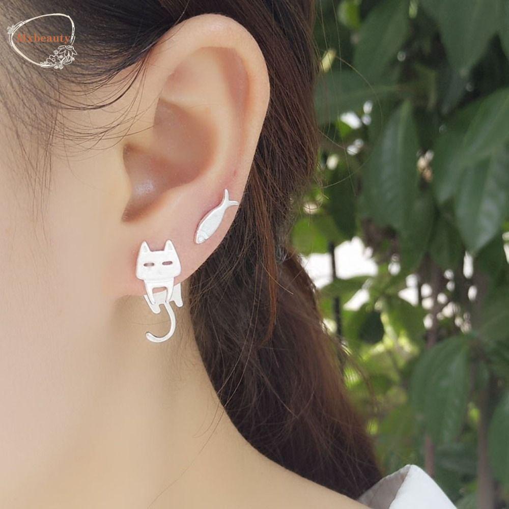 Mxbeauty Anting Tusuk Kartun Kepribadian Manis Desain Fashion Warna Solid Gaya Korea Anting Hewan 3D Sederhana Untuk Pesta