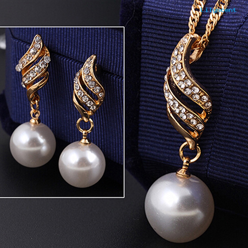 [LS]Earrings Set Anting Mutiara Imitasi Bahan Alloy Tahan Lama Kualitas Tinggi Elegan Warna Untuk Travel