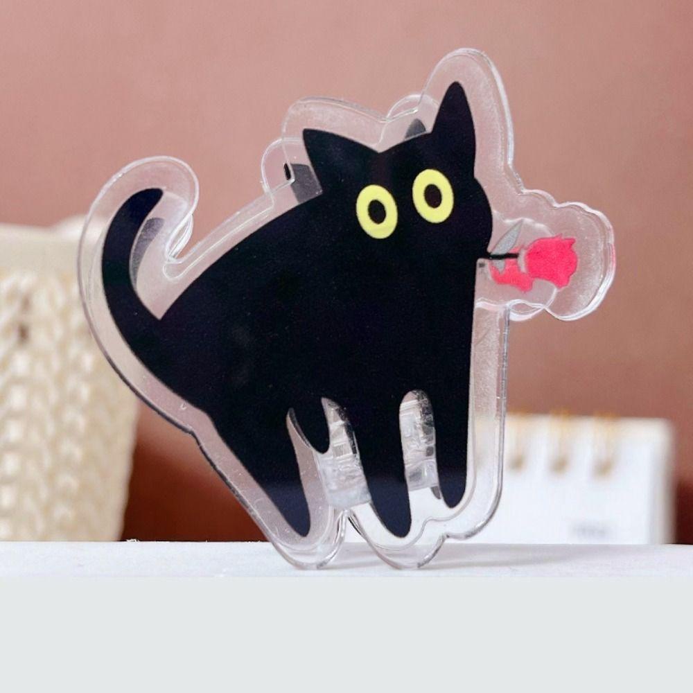 Top Bookmark Klip Buku Hitam Perlengkapan Kantor Tempat Kertas Plastik Kucing Untuk Kantor