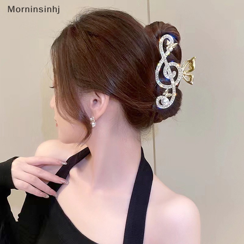 Mornin Wanita Elegan Musik Note Bentuk Jepit Rambut Berlian Imitasi Dekorasi Ponytail Claw Clip Aksesori Untuk Gadis Heawear Aksesori id