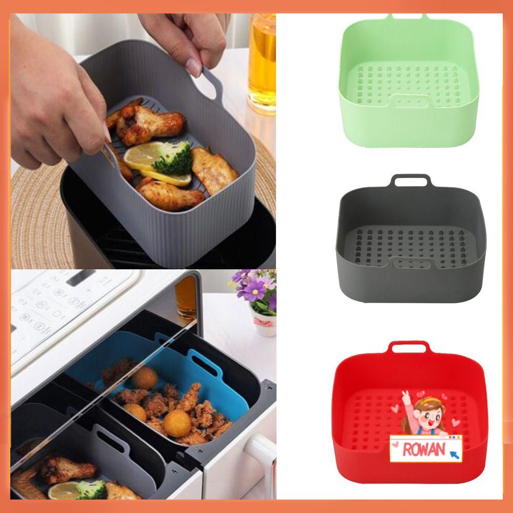 R-FLOWER Panci Silikon Persegi Microwavable BBQ Alat Masak Pizza Piring Pengganti Liners AirFryer Aksesoris Baking Basket