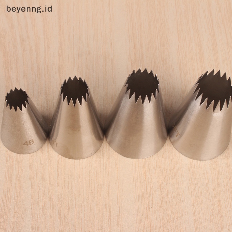 Beyen 4PCs Nozzle Piping Icing Besar Kue Baking Cookie Cupcake Piping Nozzle Dekorasi ID