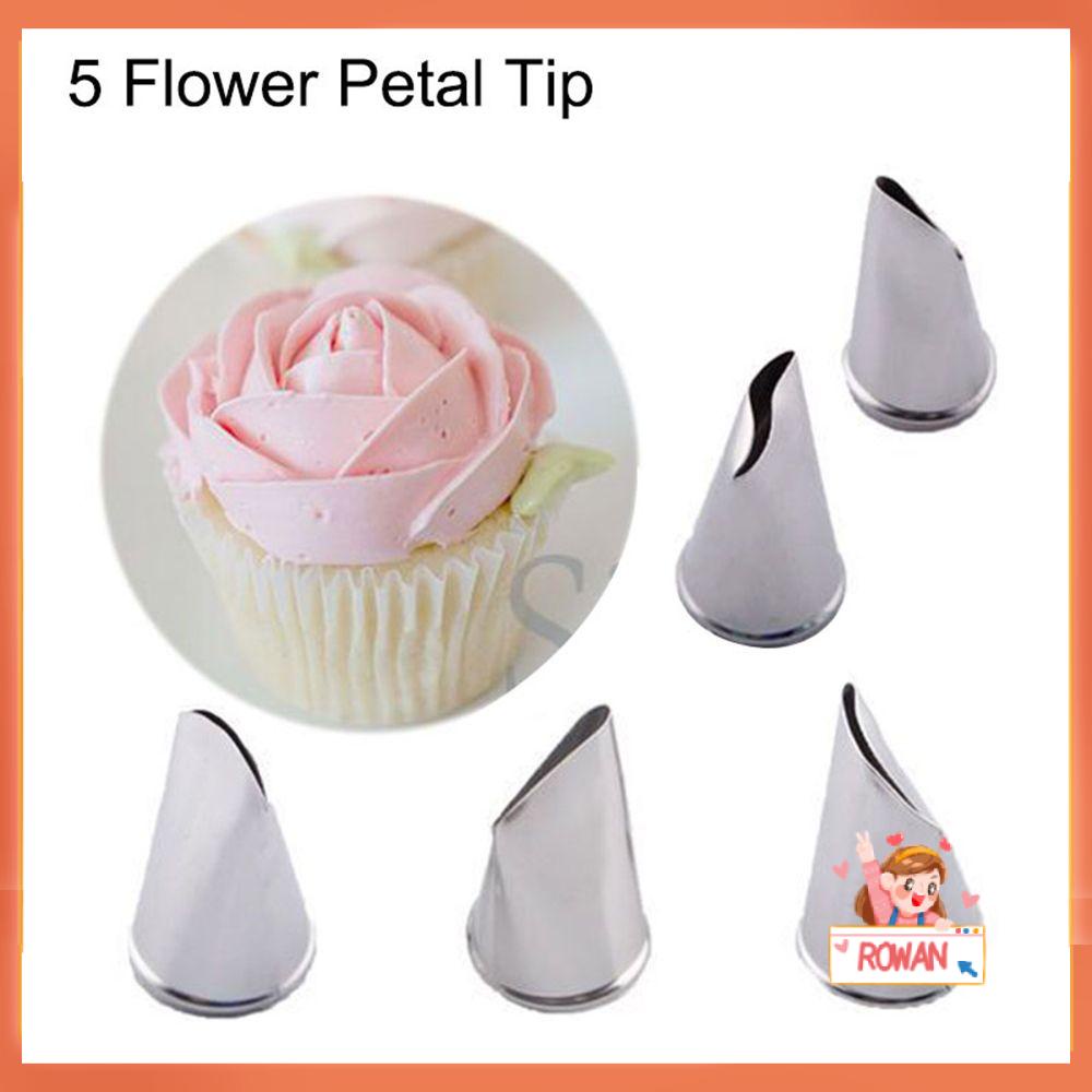 R-FLOWER 5pcs /Set Icing Piping Nozzle Kerajinan DIY Kelopak Krim Mawar
