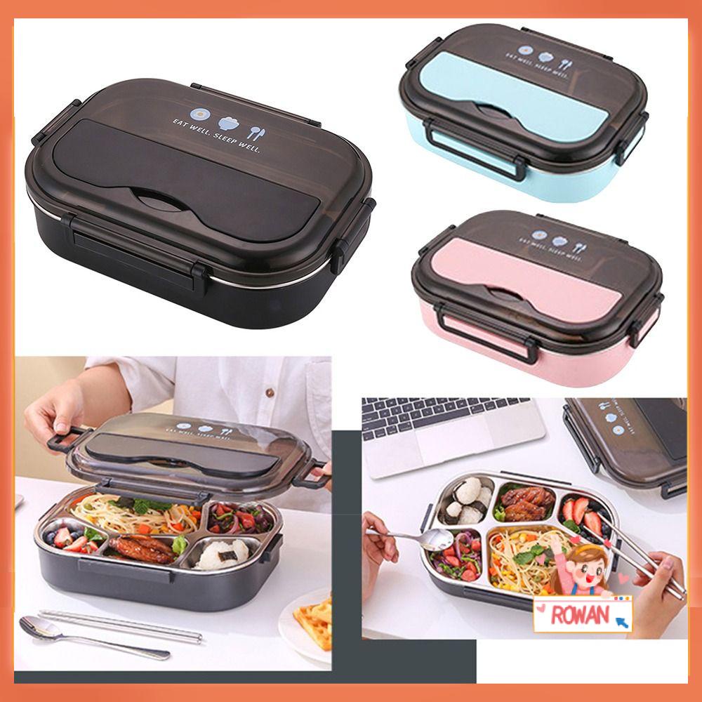 R-FLOWER Lunch Box Microwavable Untuk Pelajar Pekerja Kantor Anti Bocor Dengan Sendok Wadah Makanan