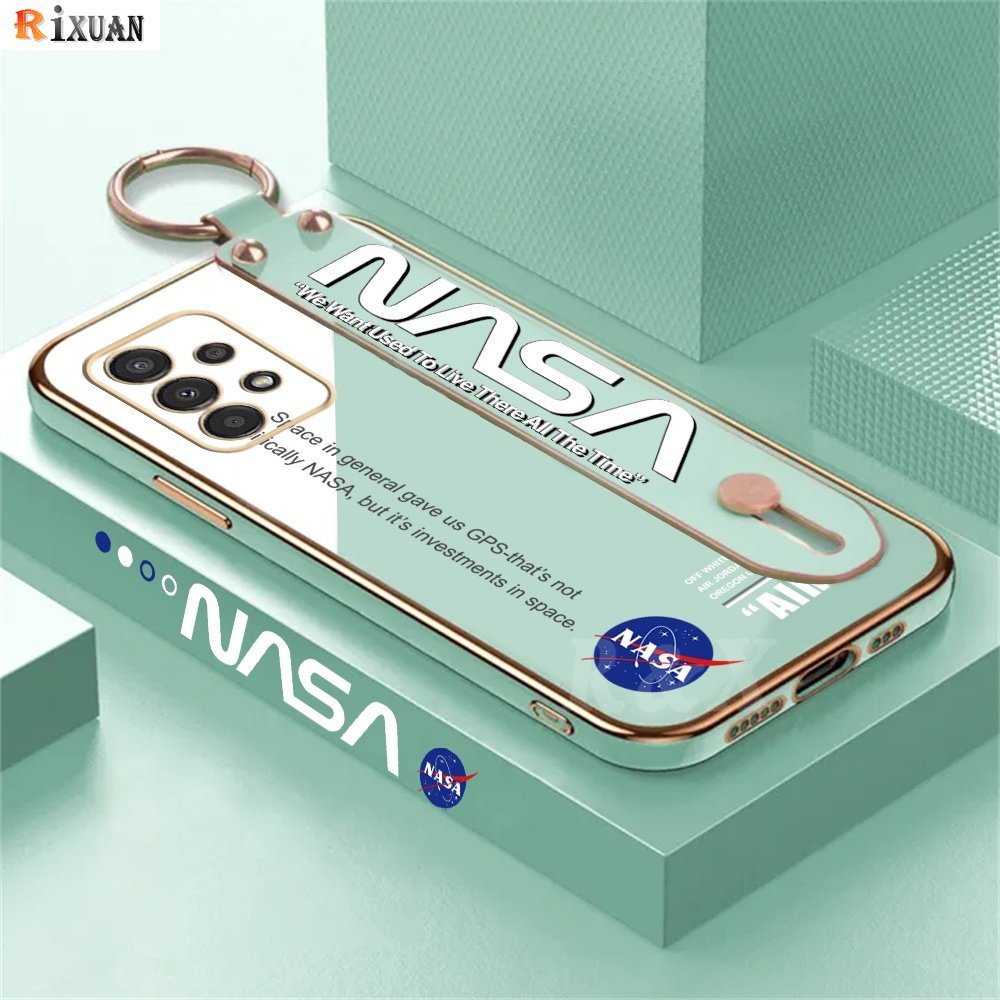 Casing NASA Samsung A24 A14 A13 A04e A04S A03 A03S A23 A02S A10S A10 A12 A20S A52 A52S A50 A50S Tempat Gelang Tangan Motif Simple Mewah Plating Silicone Shockproof Case RIXUAN