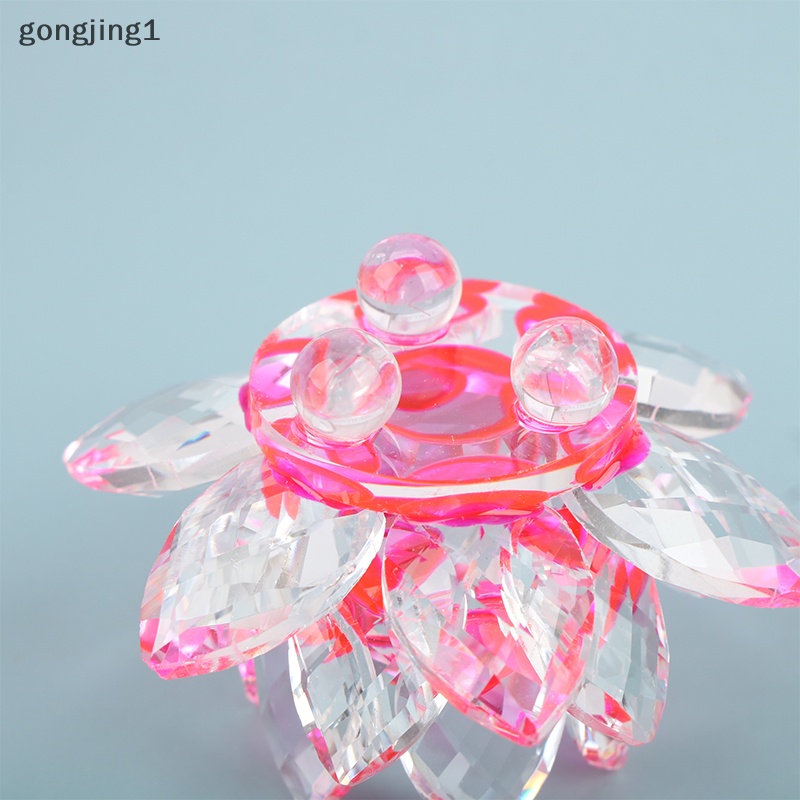 Ggg 60mm Kristal Lotus Bunga Kerajinan Kaca Fengshui Ornamen Patung Hadiah ID