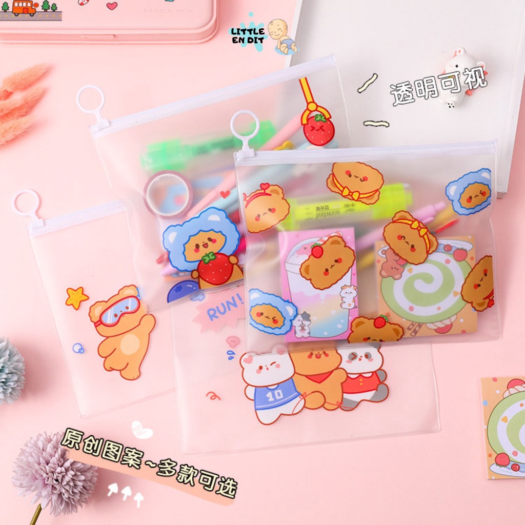 Littleendit ATK13 Pouch Serbaguna/ Tas Waterproof/ Tas Kosmetik Serbaguna/ Tas Transparan Berkarakte