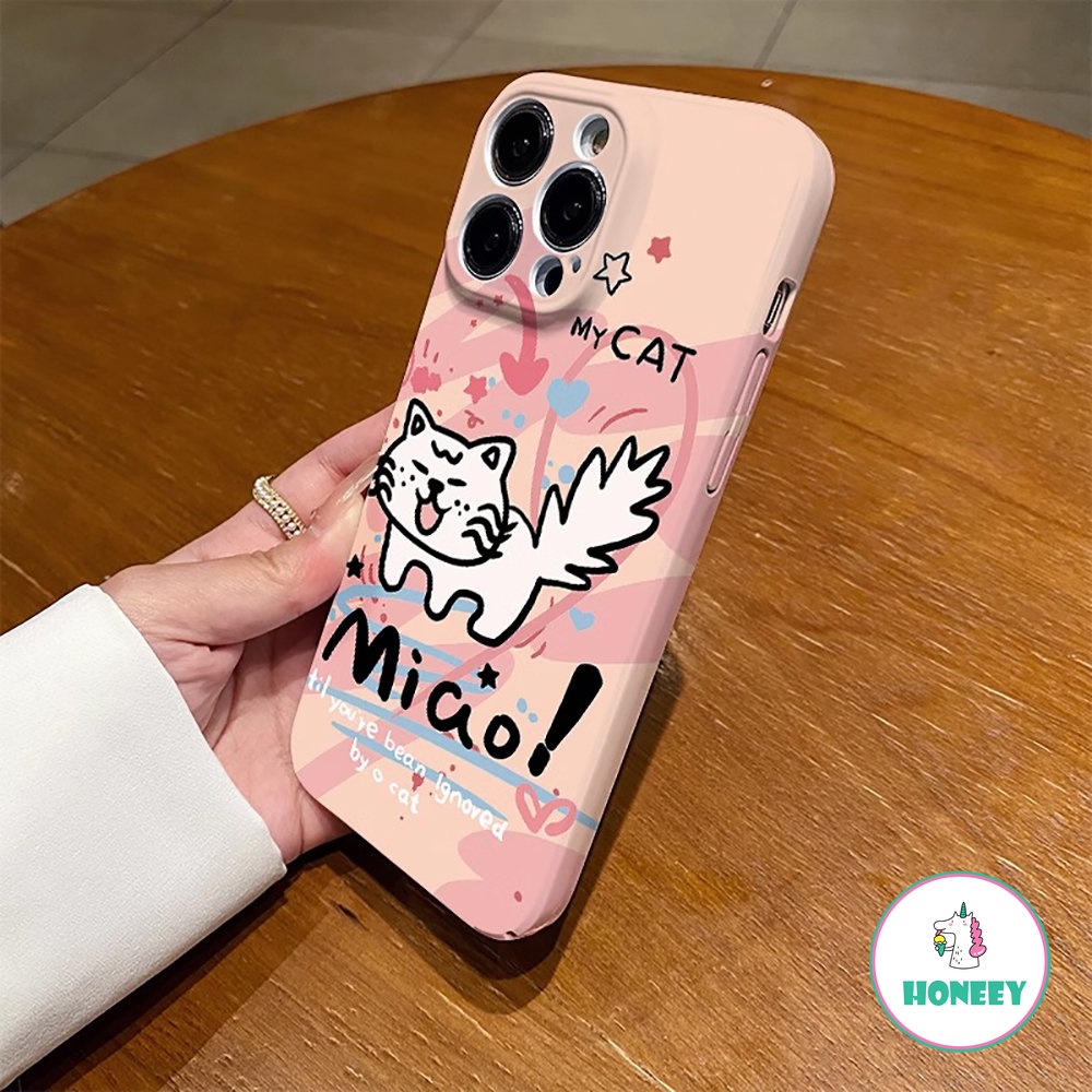 Ins Graffiti Line Cat Kartun Ponsel Case Kompatibel Untuk iPhone 14 Pro Max13 12 11 Pro Max Lucu Lembut TPU Full Cover Penutup Pelindung