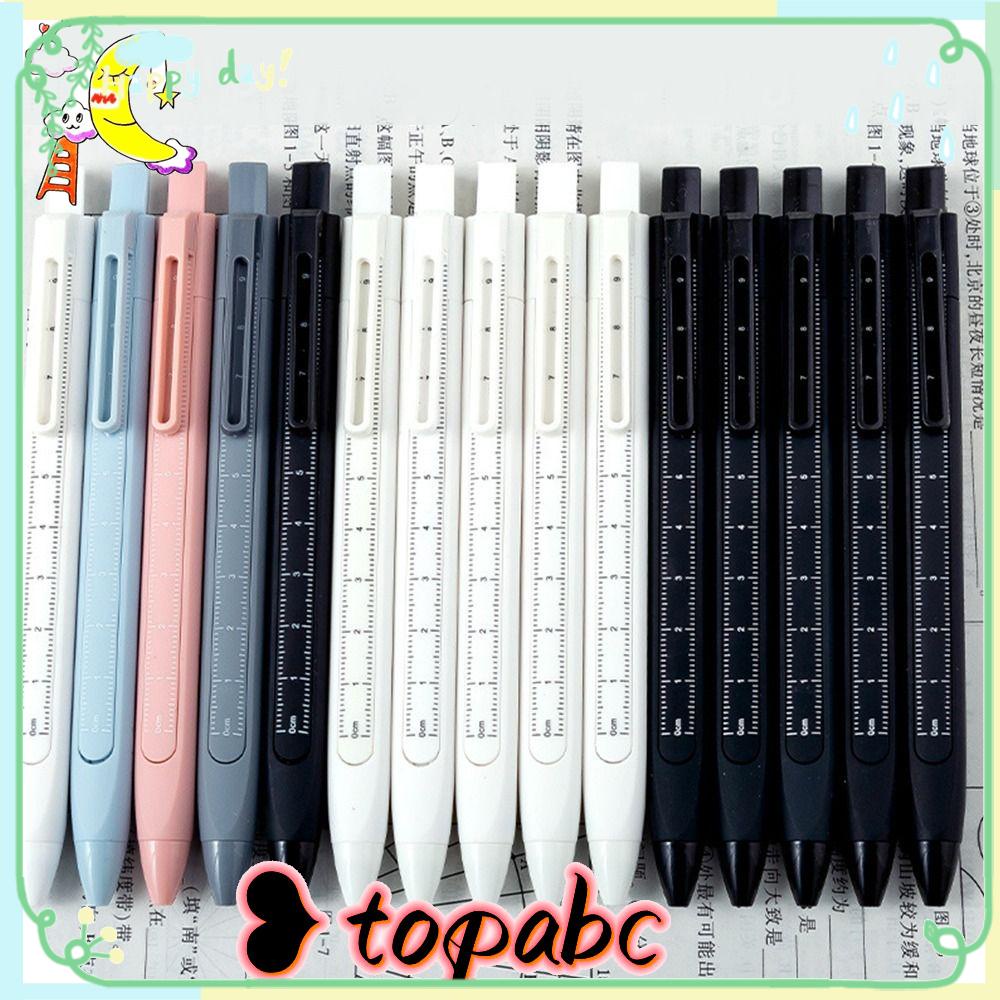 TOP 5pcs /Set Gel Pulpen Kreatif Alat Tulis Tulip Dengan Klip Alat Tulis Dengan Penggaris Yang Dapat Dilepas Tekan Type Signature Pen