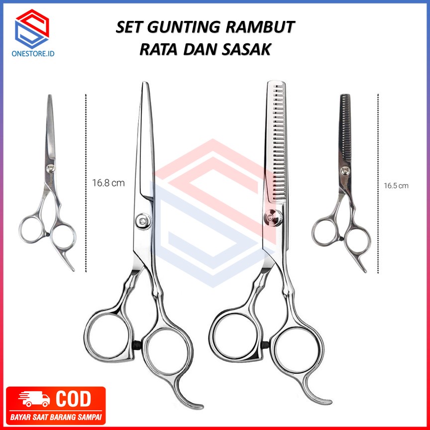 Set Alat Gunting Potong Rambut Dan Gunting Sasak full Stainless stel  Gunting Barbershop Profesional