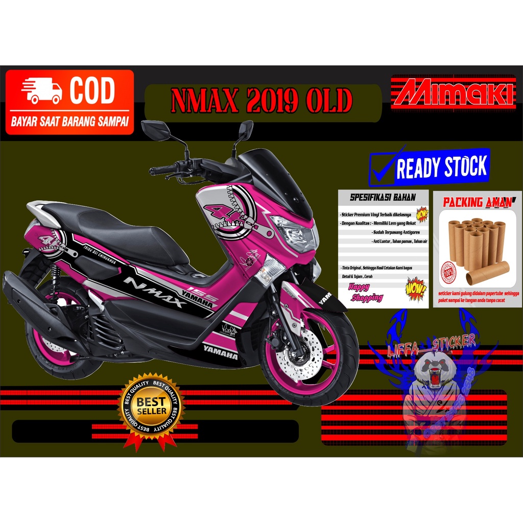 Stiker Striping Motor DECAL NMAX 2019 - 2015 OLD MOTOR YAMAHA WARNA PINK RESLETING KEREN FULL BODY  