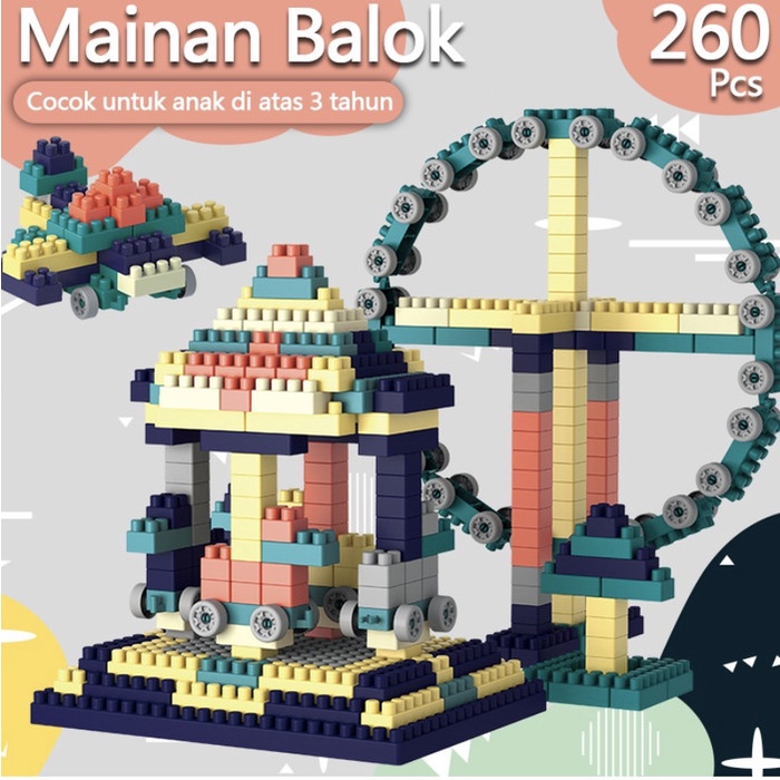 MAINAN ANAK BALOK SUSUN BLOCK DUPLO 260 360 520 PCS KREATIF BANGUNAN BUILD BUILDING BLOCK PARK