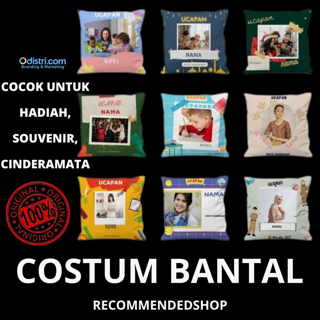 Bantal Custom dengan Gambar tema Birthday/Lebaran/Natal/Hari Guru/Kelulusan/Perpisahan/Kenang-Kenangan